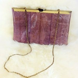 Etra Vintage Pink Snakeskin Clutch/Crossbody
